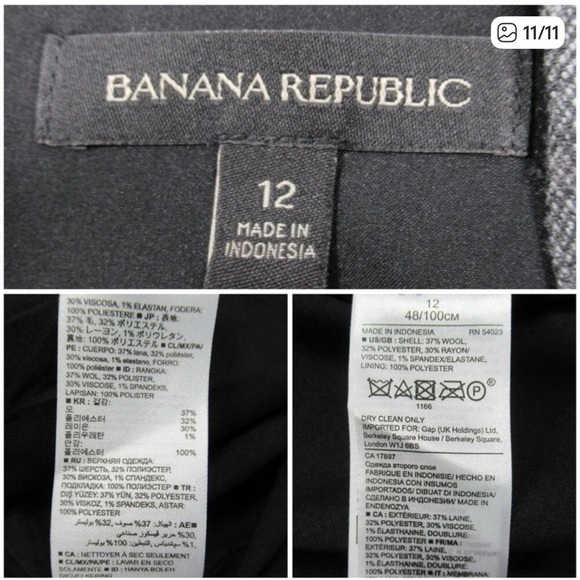 BANANAS REPUBLIC Gray Floral Sleeveless V-Neck Fit Flare Dress Women’s Size 12 - Picture 8 of 8